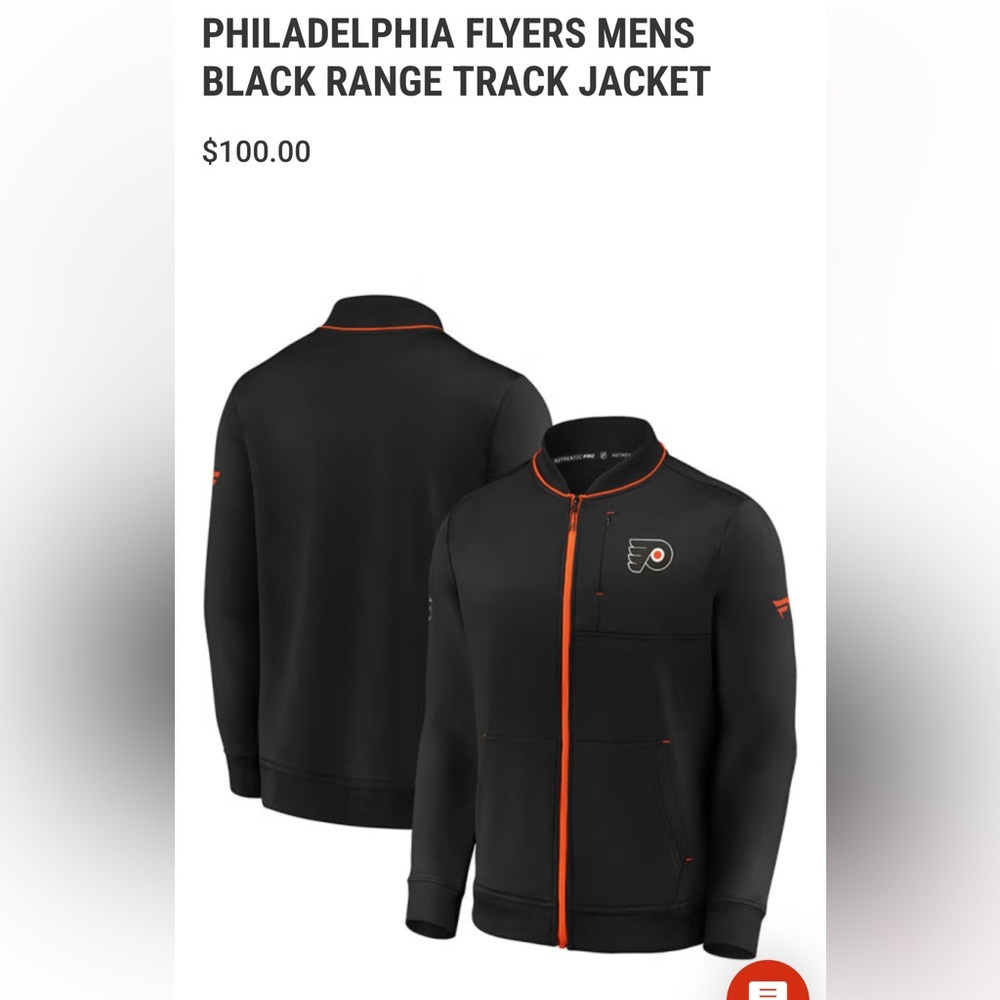 NWOT Men’s Philadelphia Flyers Fanatics Black Range Track Jacket Size L